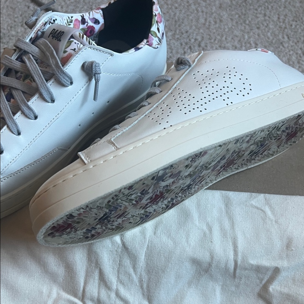 P448 White Sneakers with Floral Accents - Picture 2 of 6